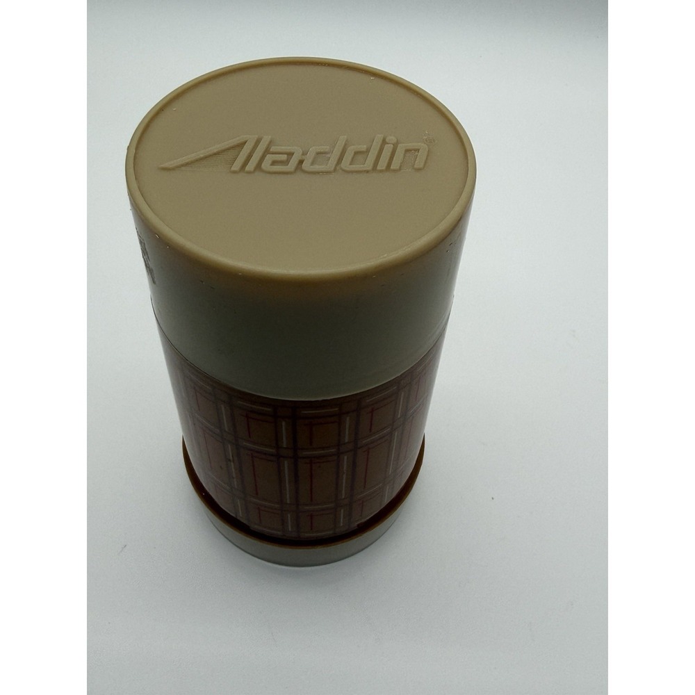 Vintage Aladdin Best Buy Wide Mouth Pint Thermos Bottle WM4040 - Tan Plaid - USA